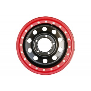 Диск усиленный УАЗ стальной черный 5x139,7 8xR15 d110 ET-19 с псевдо бедлоком (красный)
