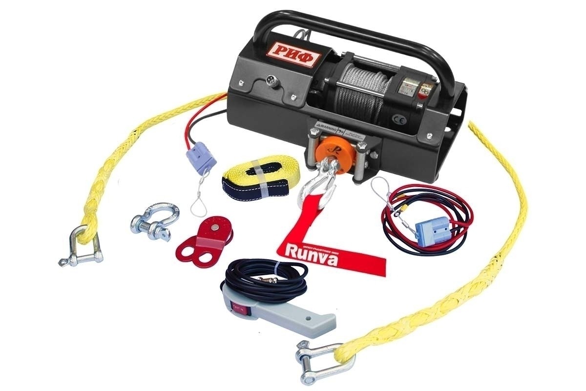 РИФ EWP2500A-KIT лебёдка переносная 2500A c малой площадкой и проводами (в сборе) стальной трос